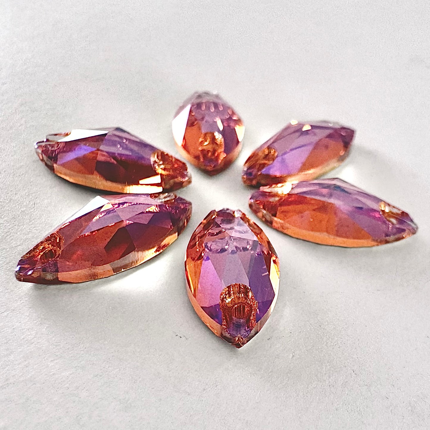 Rose Peach MO Glass Navette