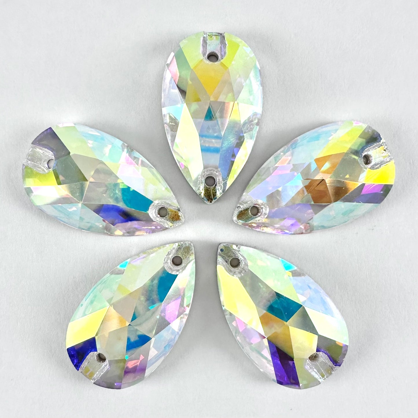 Crystal AB Glass Teardrop (3230 facet)