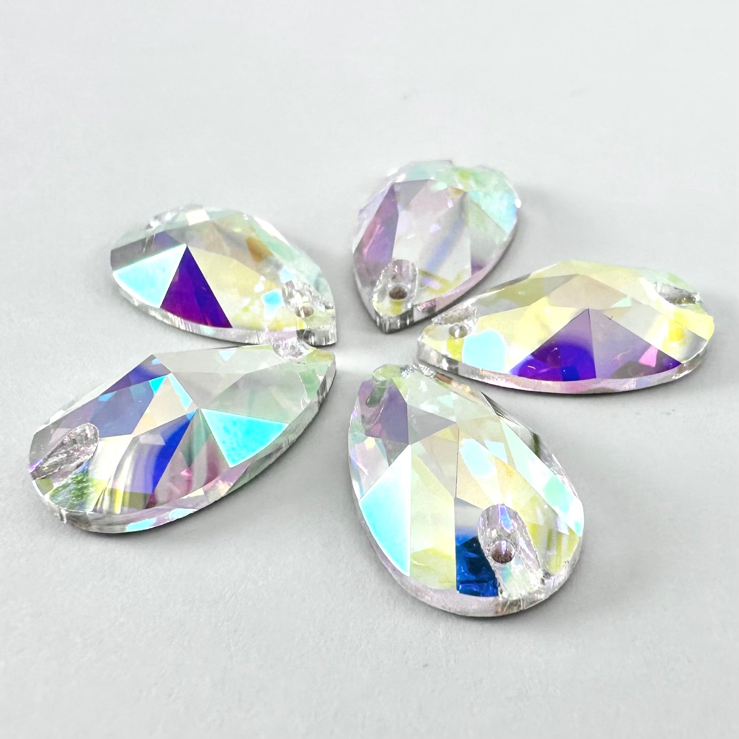 Crystal AB Glass Teardrop (3230 facet)