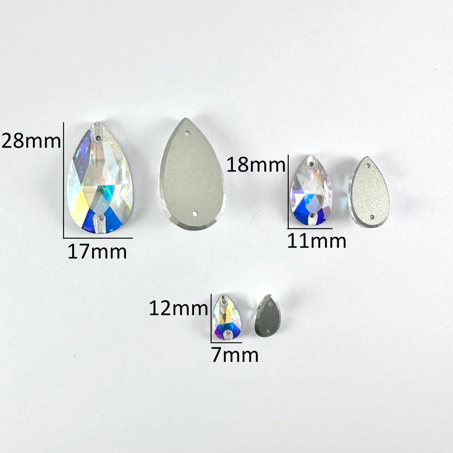 Crystal AB Glass Teardrop (3230 facet)