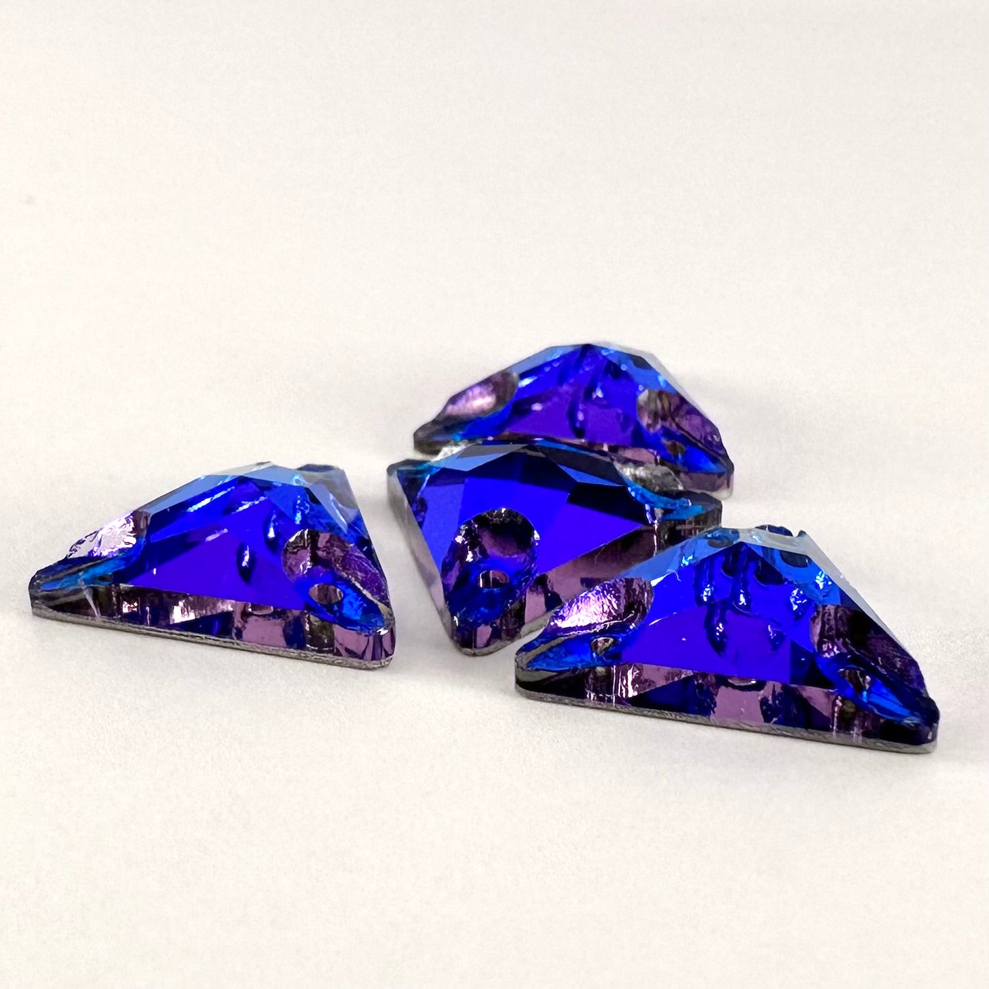 Blue Zircon Heliotrope Glass Triangle