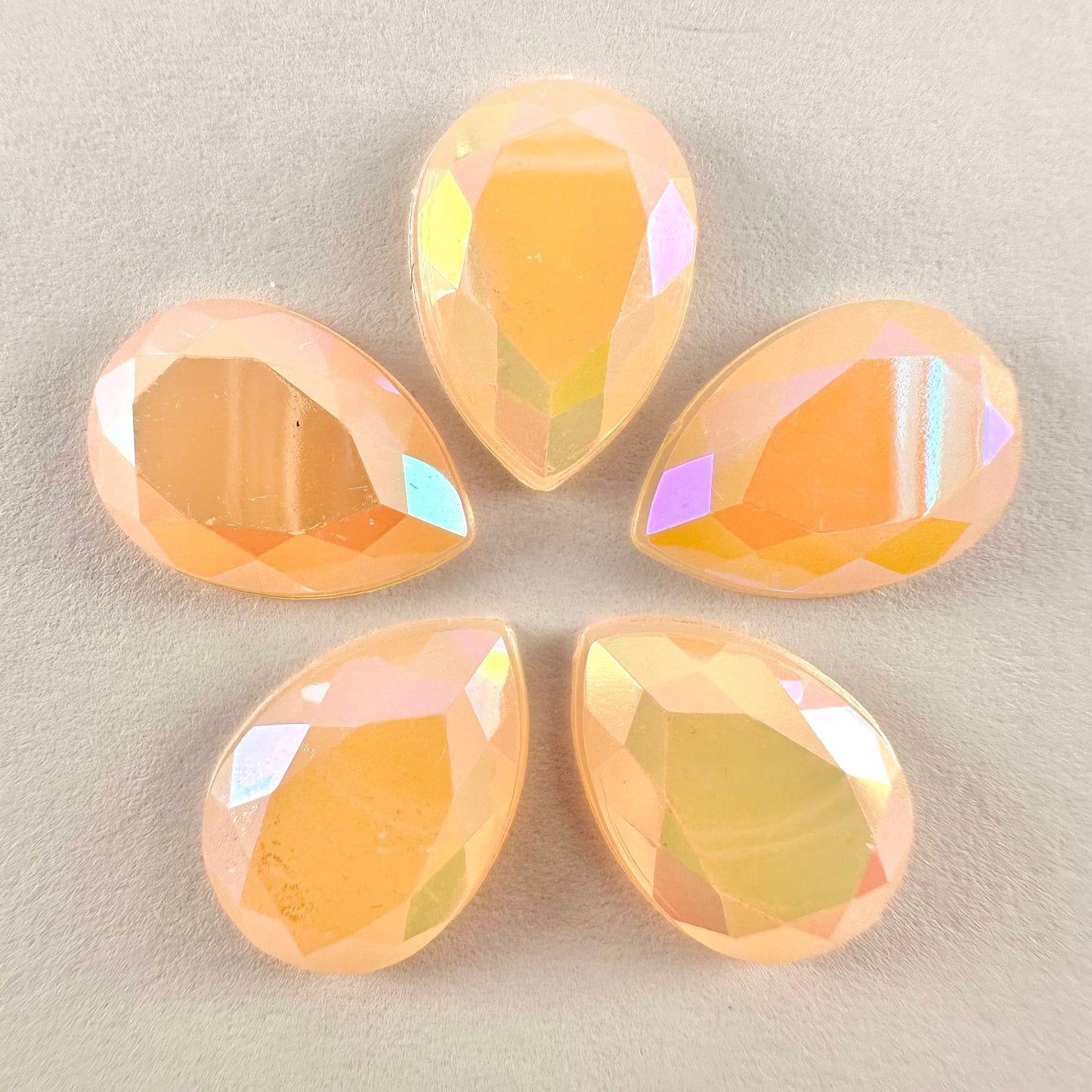 Pearlescent Light Peach AB Acrylic Teardrop