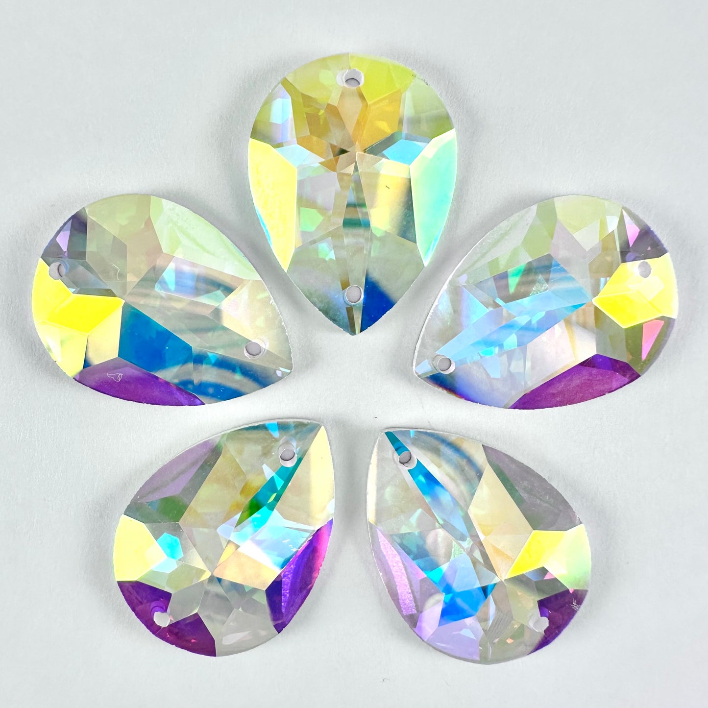 Crystal AB Glass Teardrop (2154 facet)