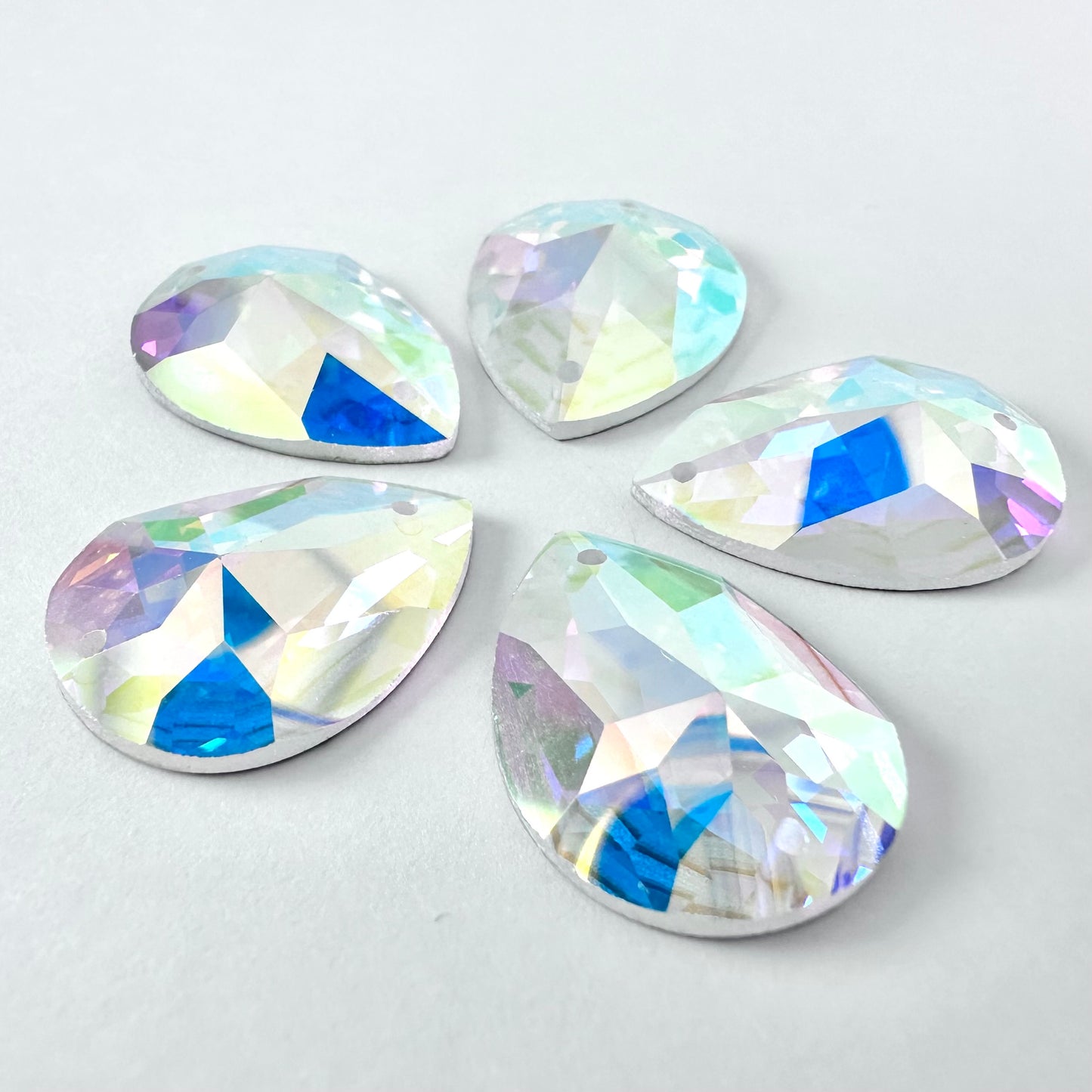 Crystal AB Glass Teardrop (2154 facet)