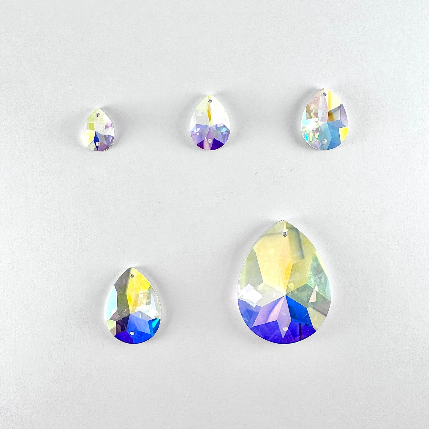 Crystal AB Glass Teardrop (2154 facet)