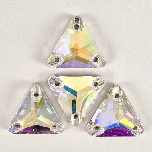 Crystal AB Glass Triangle (wide facet)