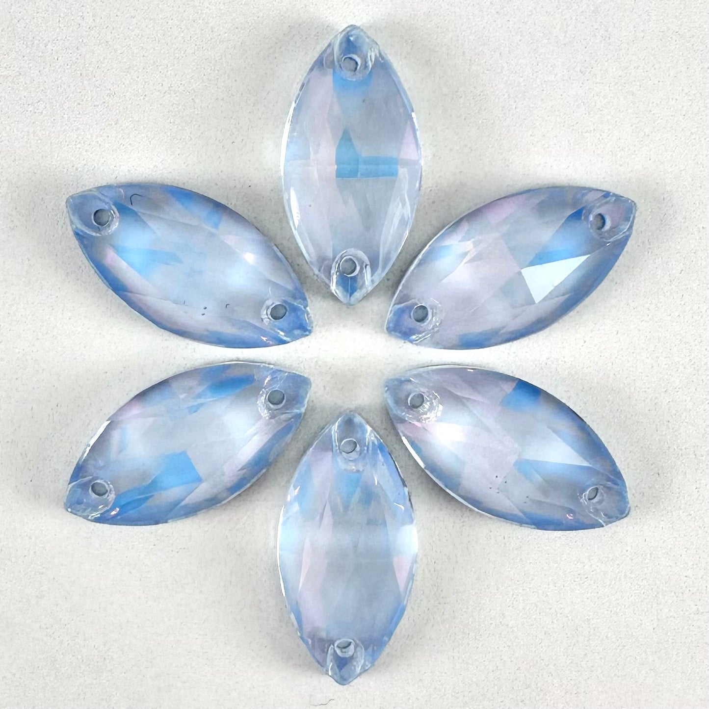 Opaque Light Sapphire Opal AM Glass Navette