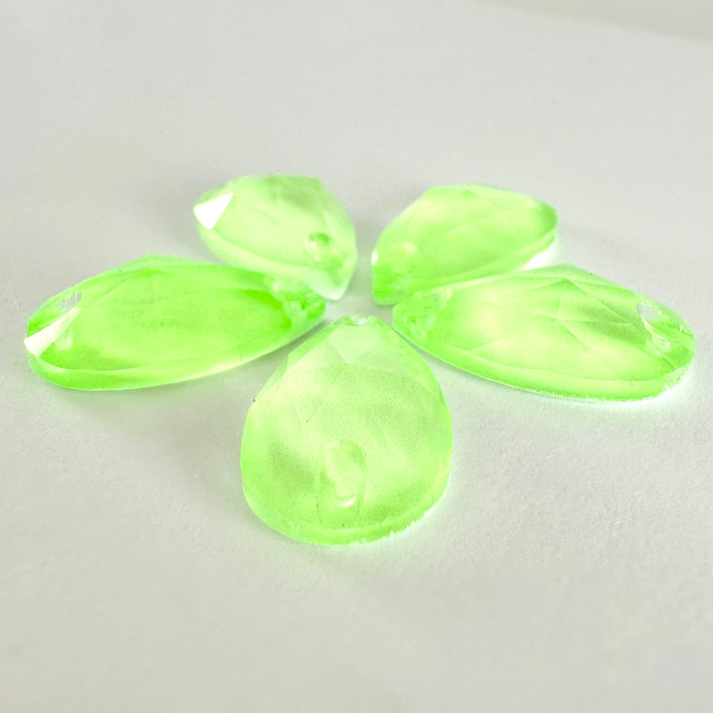 Neon Fluorescent Peridot MN Glass Teardrop