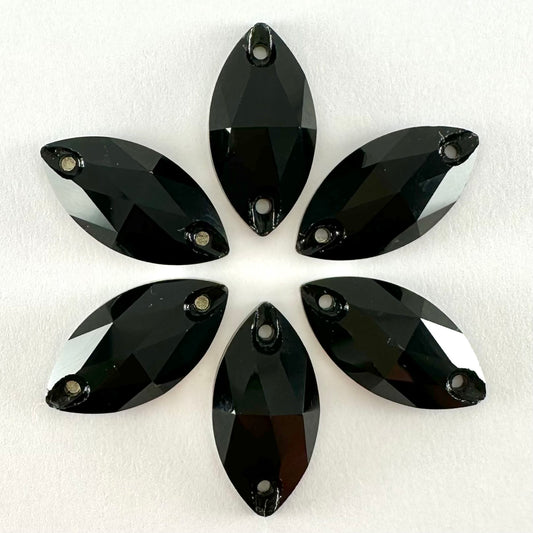 Jet Black Glass Navette