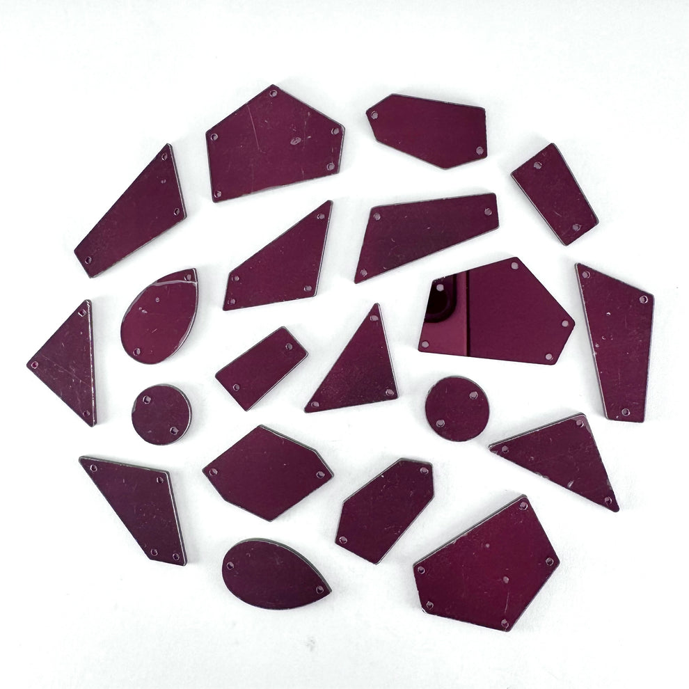 Assorted Mirror Shapes Burgundy Sparkle & Co. Crystals