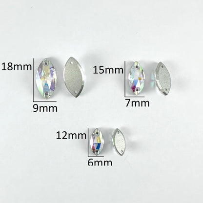 Crystal AB Glass Navette