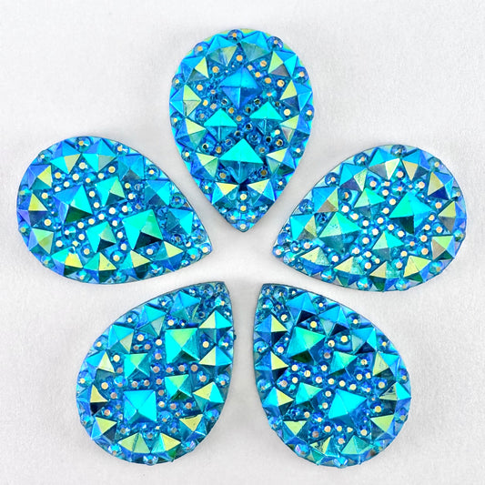 Sky Blue AB Acrylic Textured Teardrop