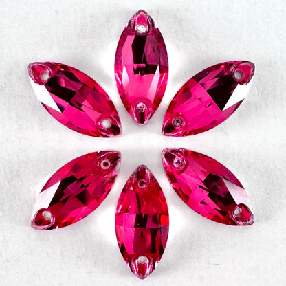 Dark Rose Glass Navette