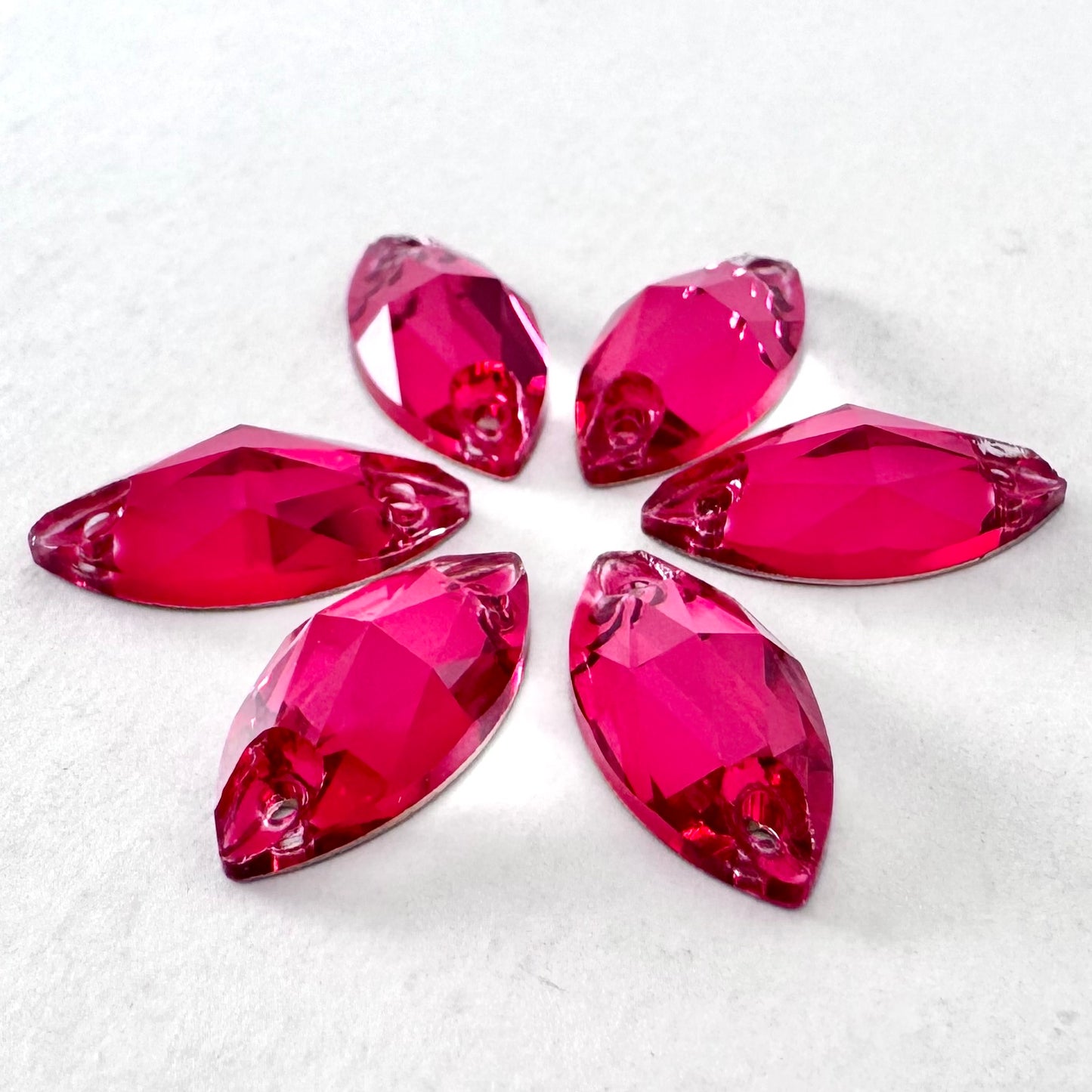 Dark Rose Glass Navette