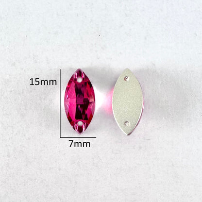 Dark Rose Glass Navette