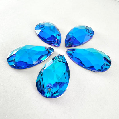 Blue Zircon Heliotrope Glass Teardrop