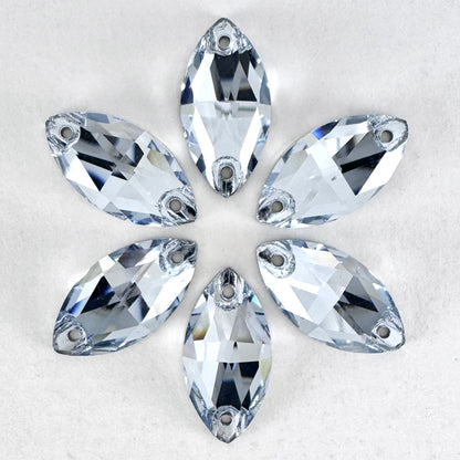 Steel Blue Glass Navette