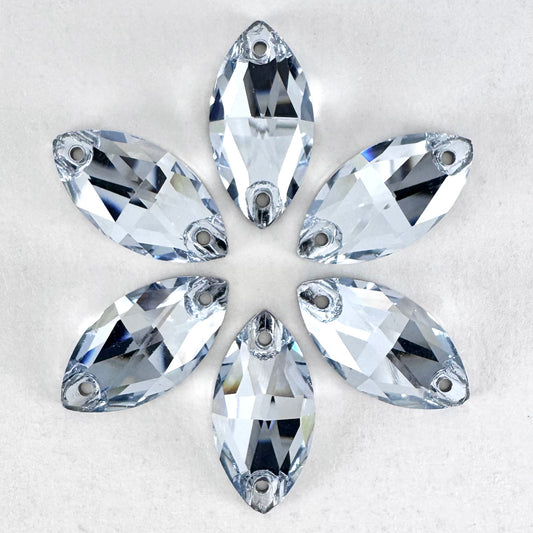 Steel Blue Glass Navette