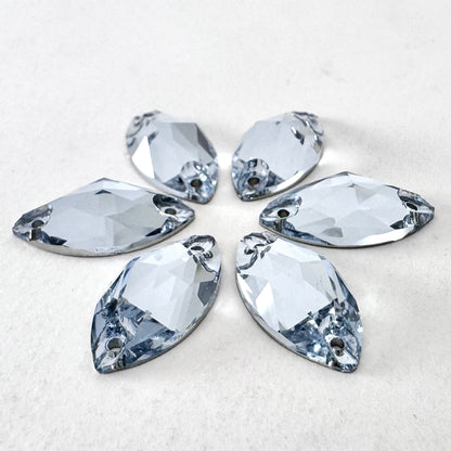 Steel Blue Glass Navette