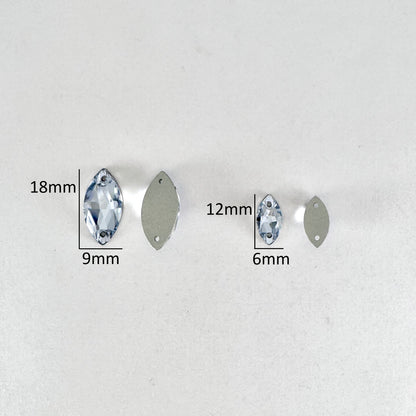 Steel Blue Glass Navette