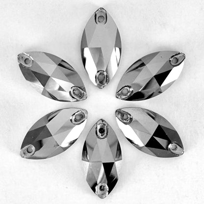Jet Hematite Glass Navette