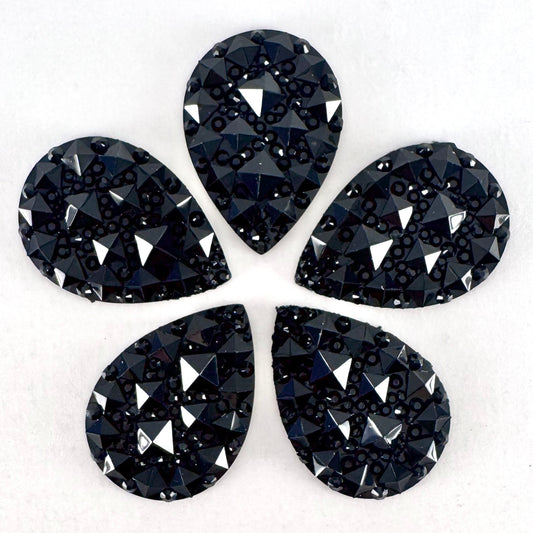 Jet Black Acrylic Textured Teardrop