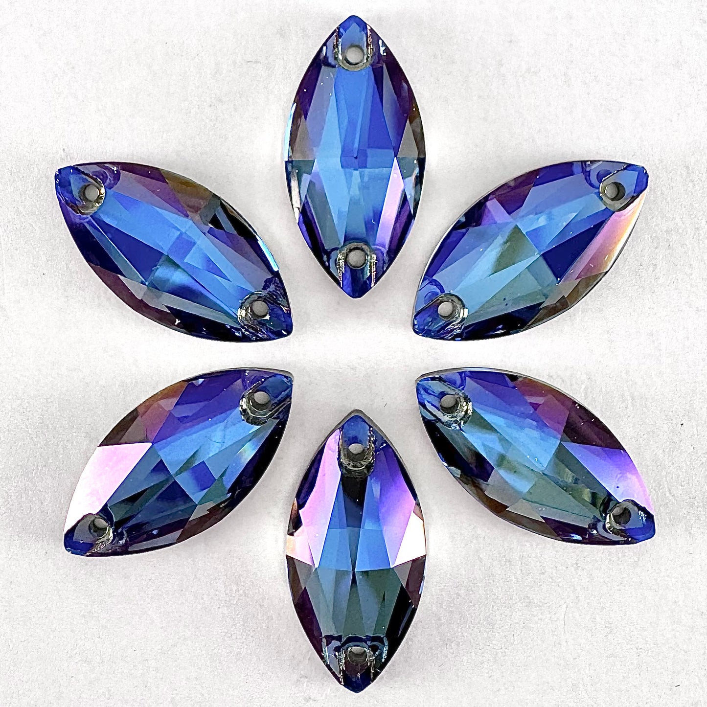 Denim Blue MO Glass Navette