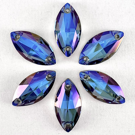 Denim Blue MO Glass Navette