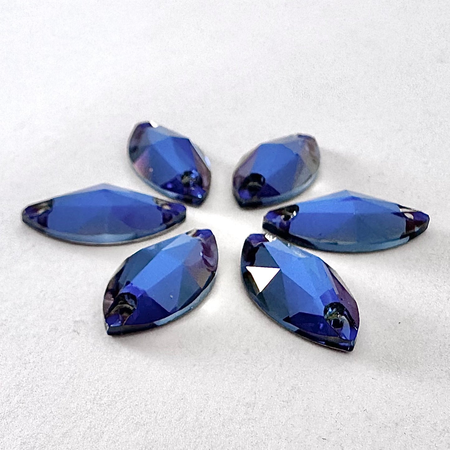 Denim Blue MO Glass Navette