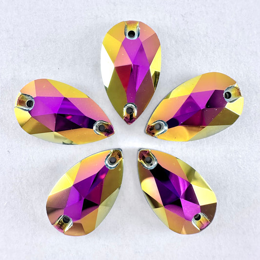 Metallic Rainbow Rose Gold Glass Teardrop