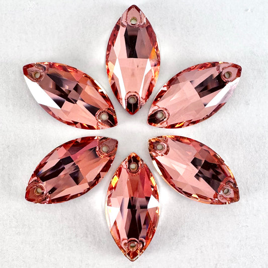 Rose Peach Glass Navette