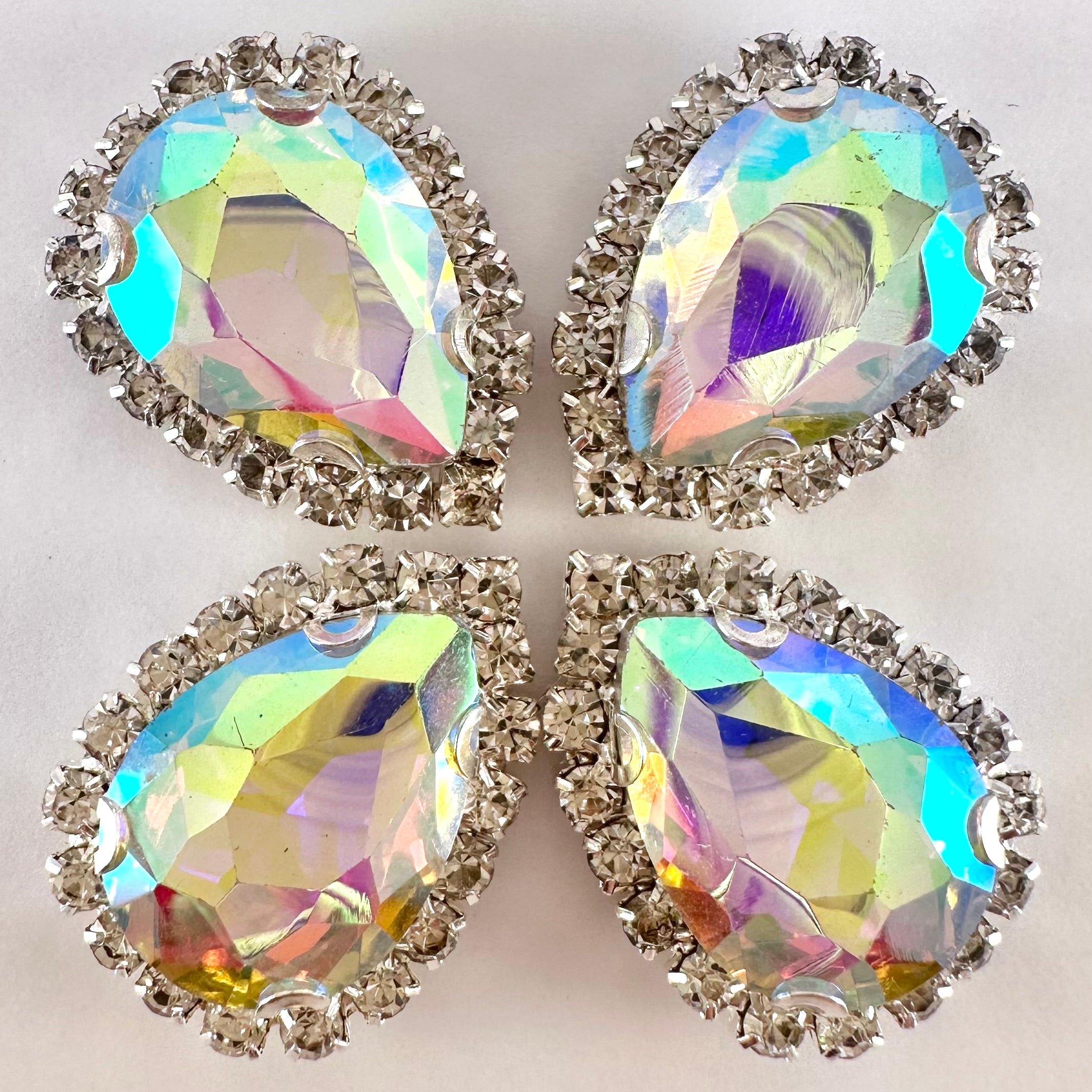 Crystal Edge Buckle Edge Crystal AB Glass Teardrop - Silver Setting | Sparkle & Co ...