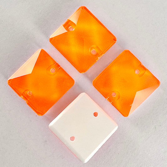 Luminous Neon Orange Glass Square