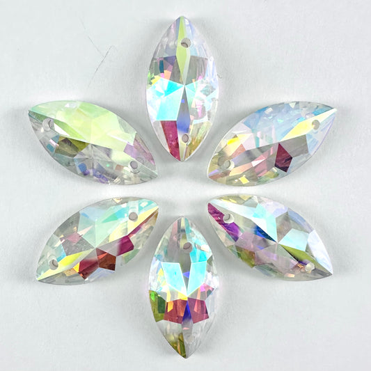 Crystal AB Glass Navette (2103 facet)