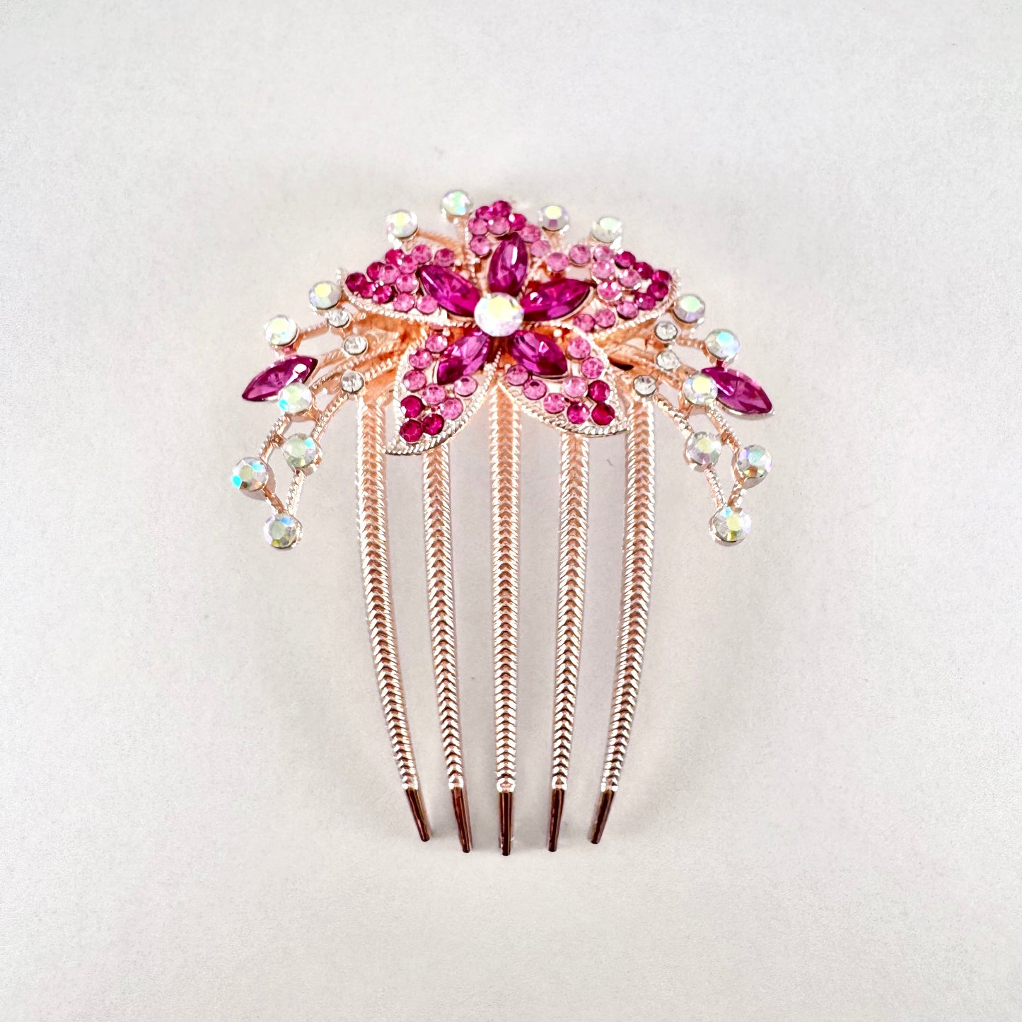 Jewel Flower on Gold Comb