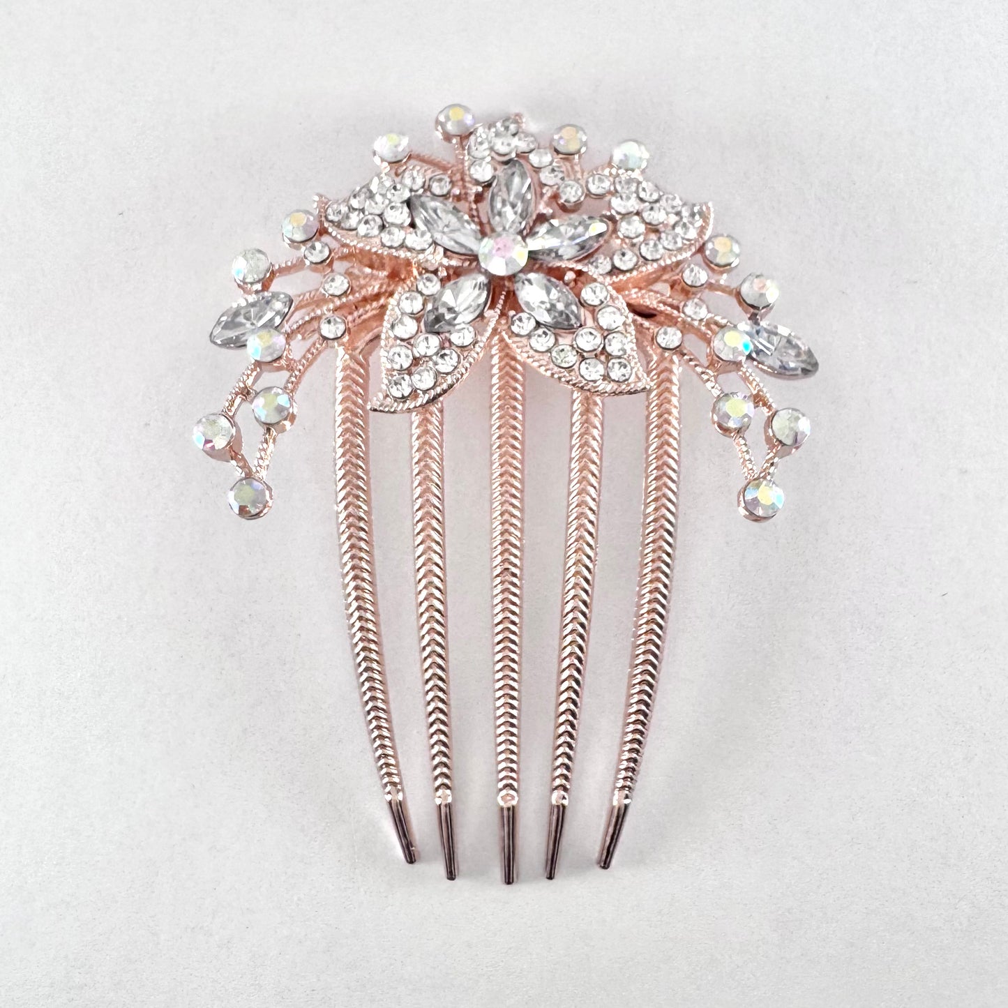 Jewel Flower on Gold Comb