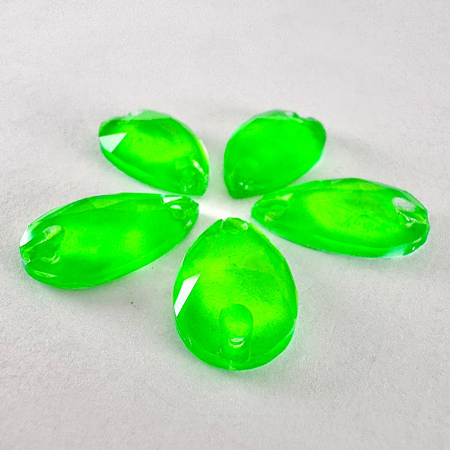 Neon Green Glass Teardrop