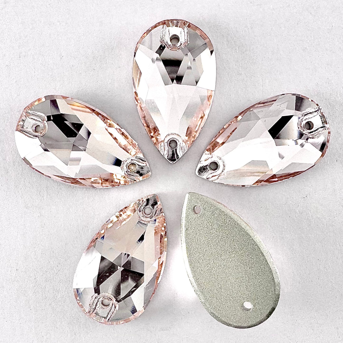 Light Rose Peach Glass Teardrop