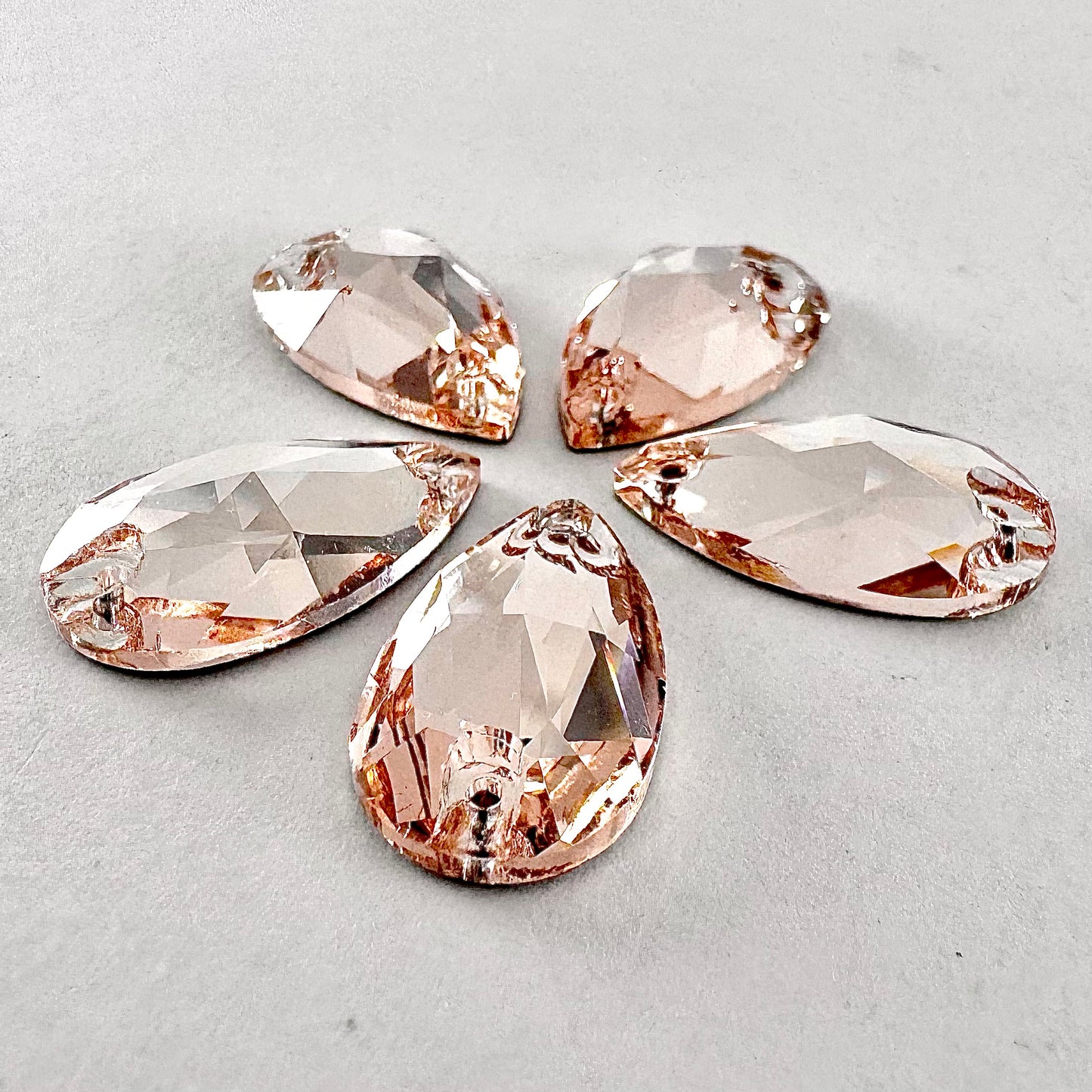 Light Rose Peach Glass Teardrop