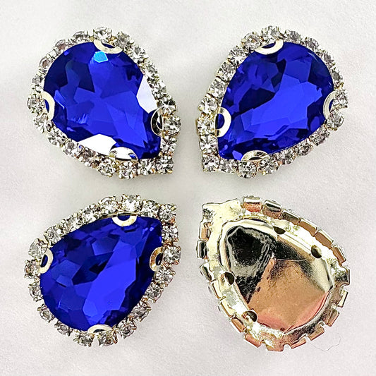Buckle Edge Sapphire Glass Teardrop - Gold Setting