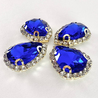 Buckle Edge Sapphire Glass Teardrop - Gold Setting