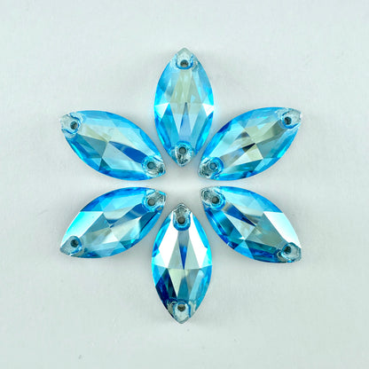 Aquamarine Silk Glass Navette