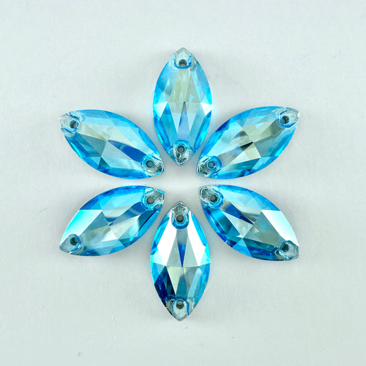 Aquamarine Silk Glass Navette