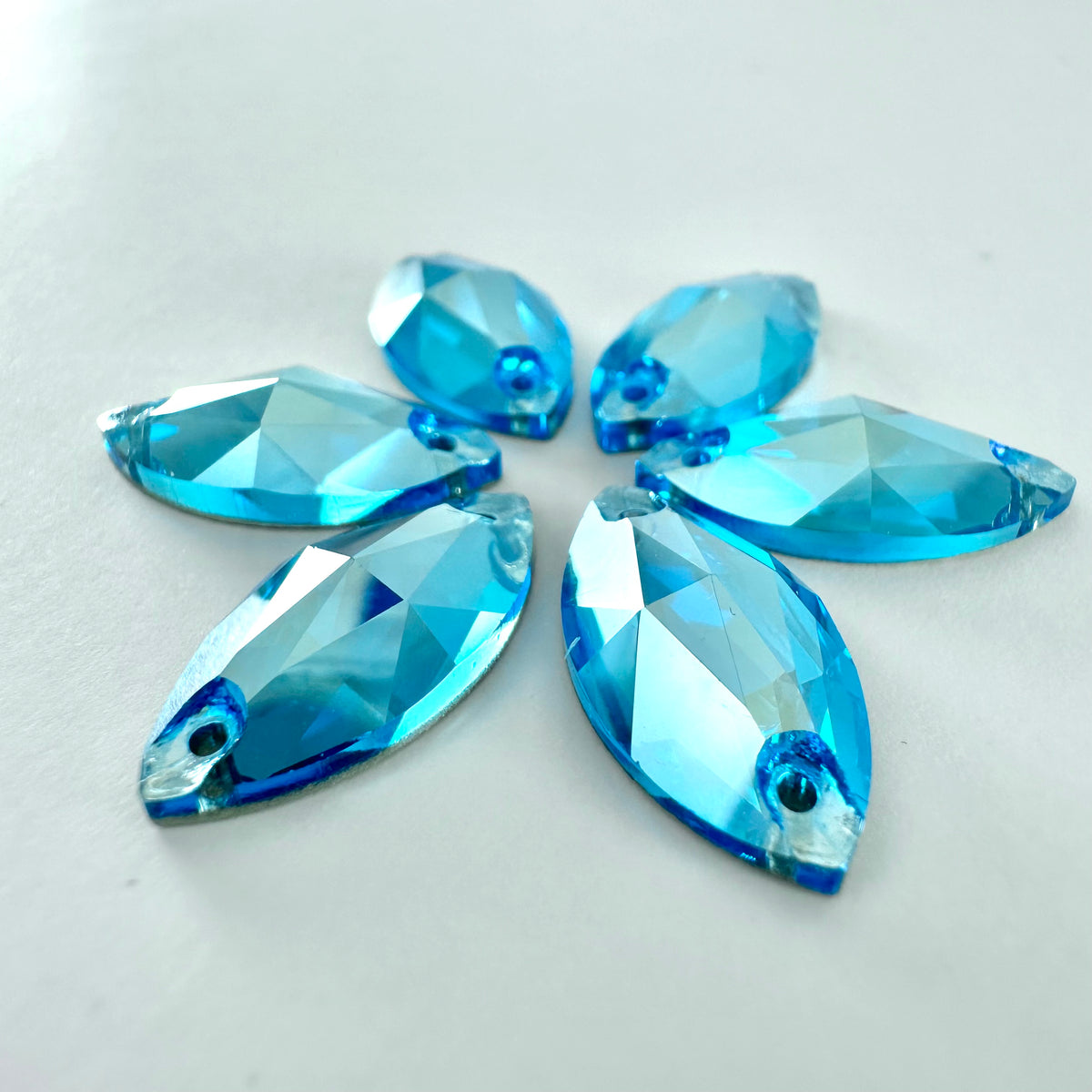 Aquamarine Silk Glass Navette