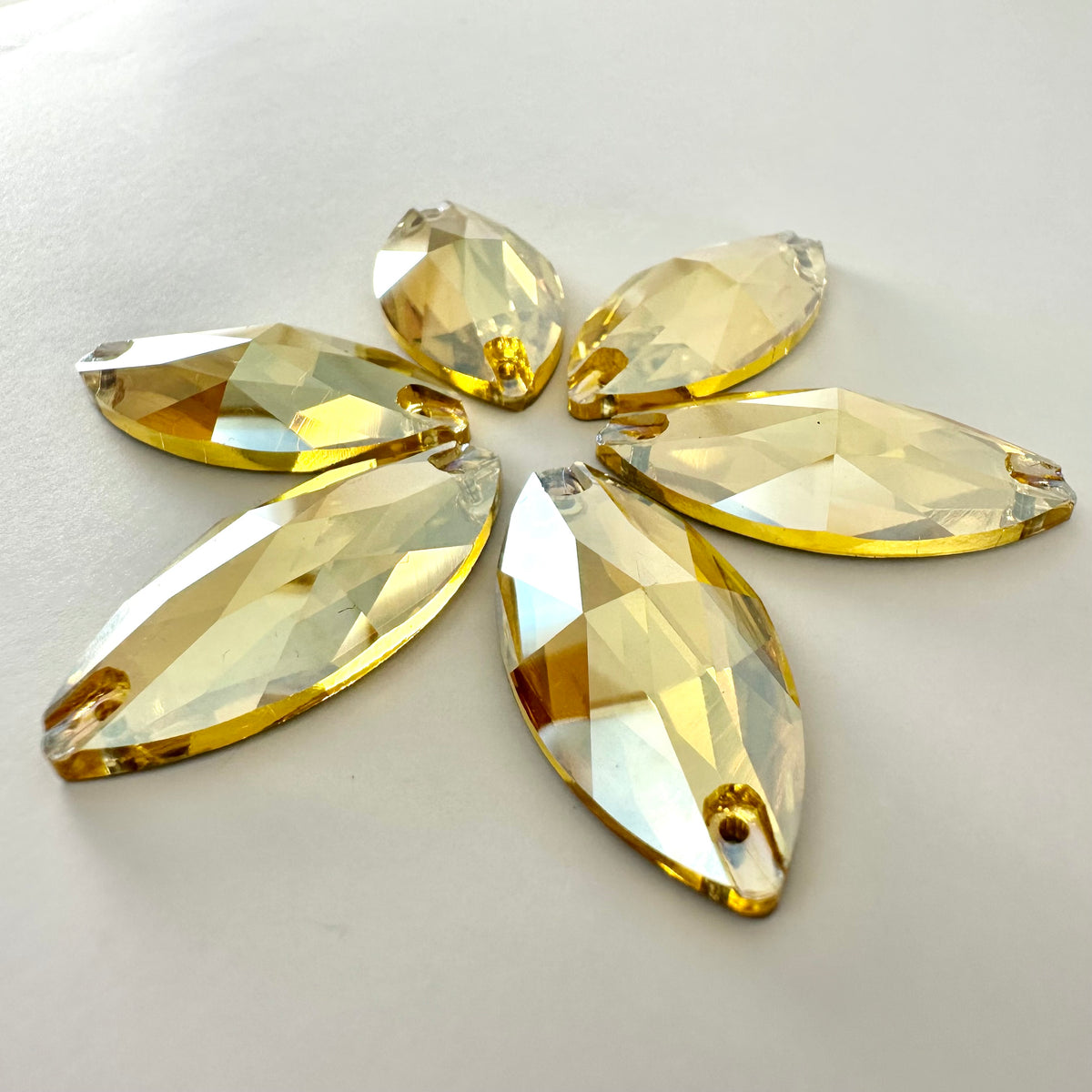 Light Topaz Silk Glass Navette