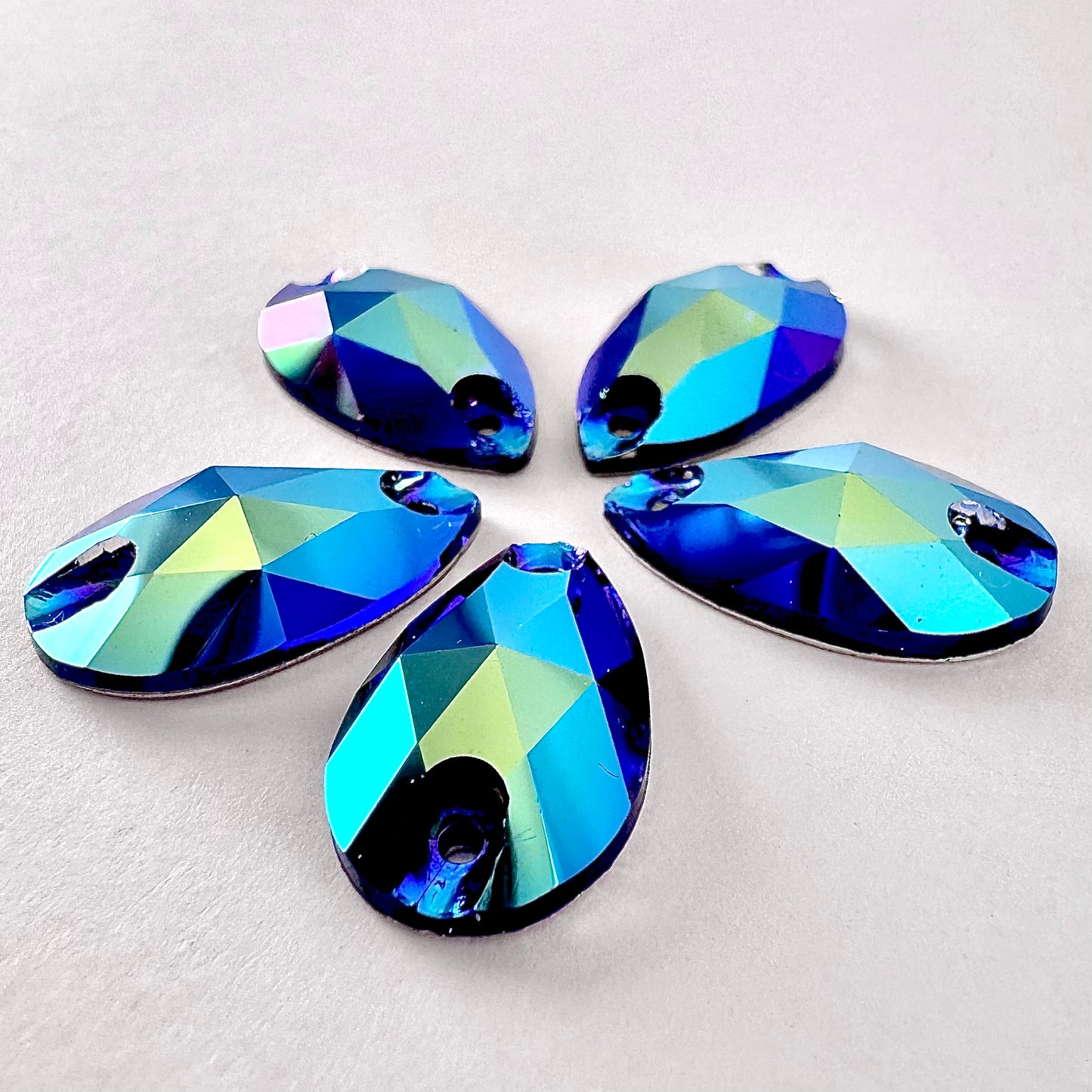 Cobalt Blue AB Glass Teardrop