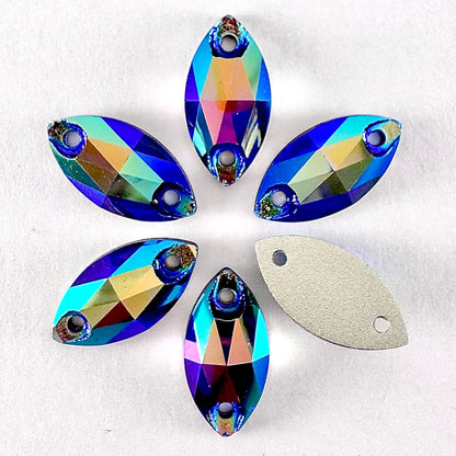 Cobalt Blue AB Glass Navette