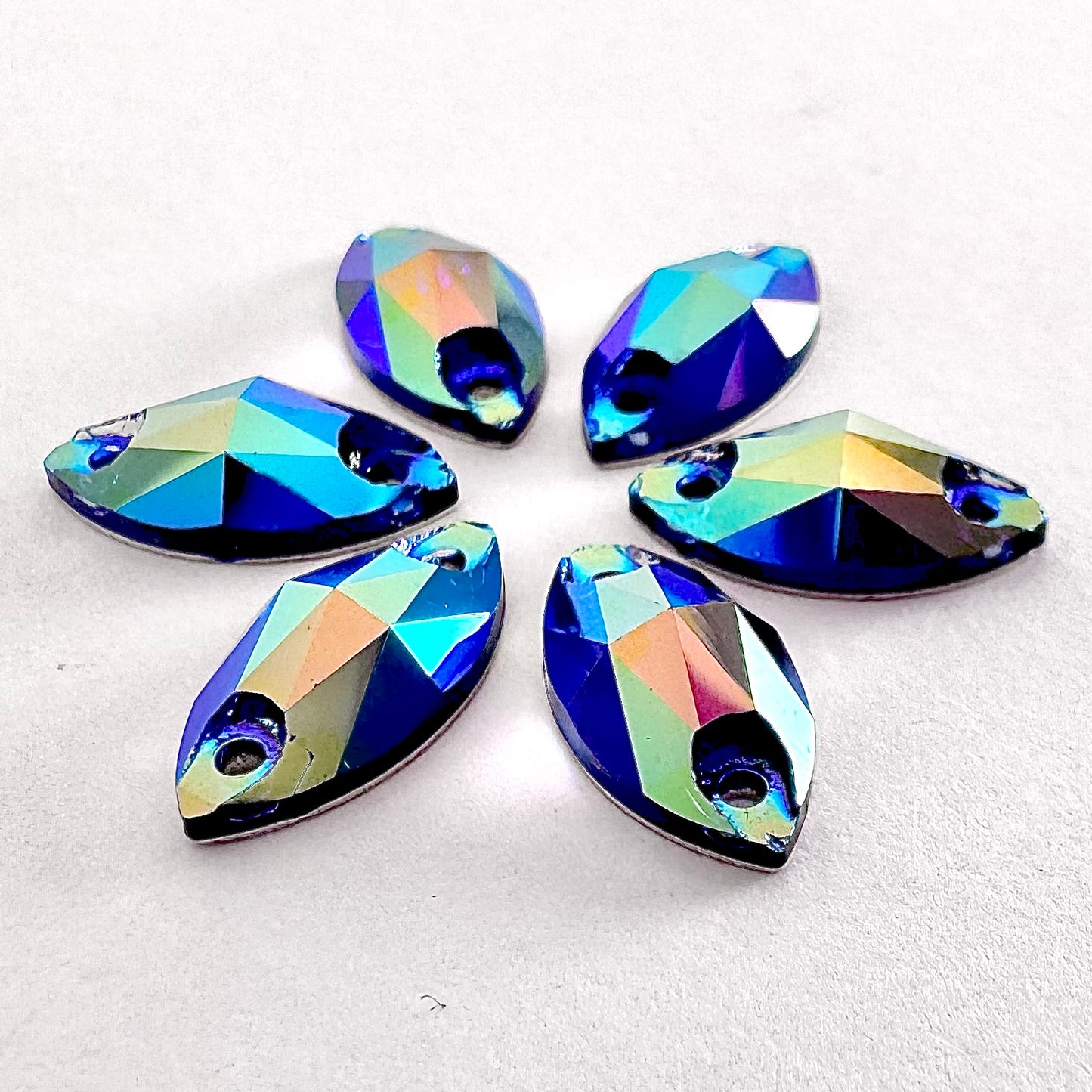 Cobalt Blue AB Glass Navette