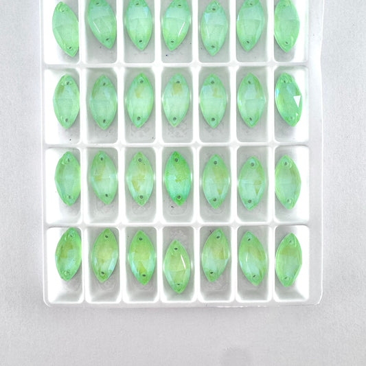 CLEARANCE - Luminous Lime Green Glass Navette