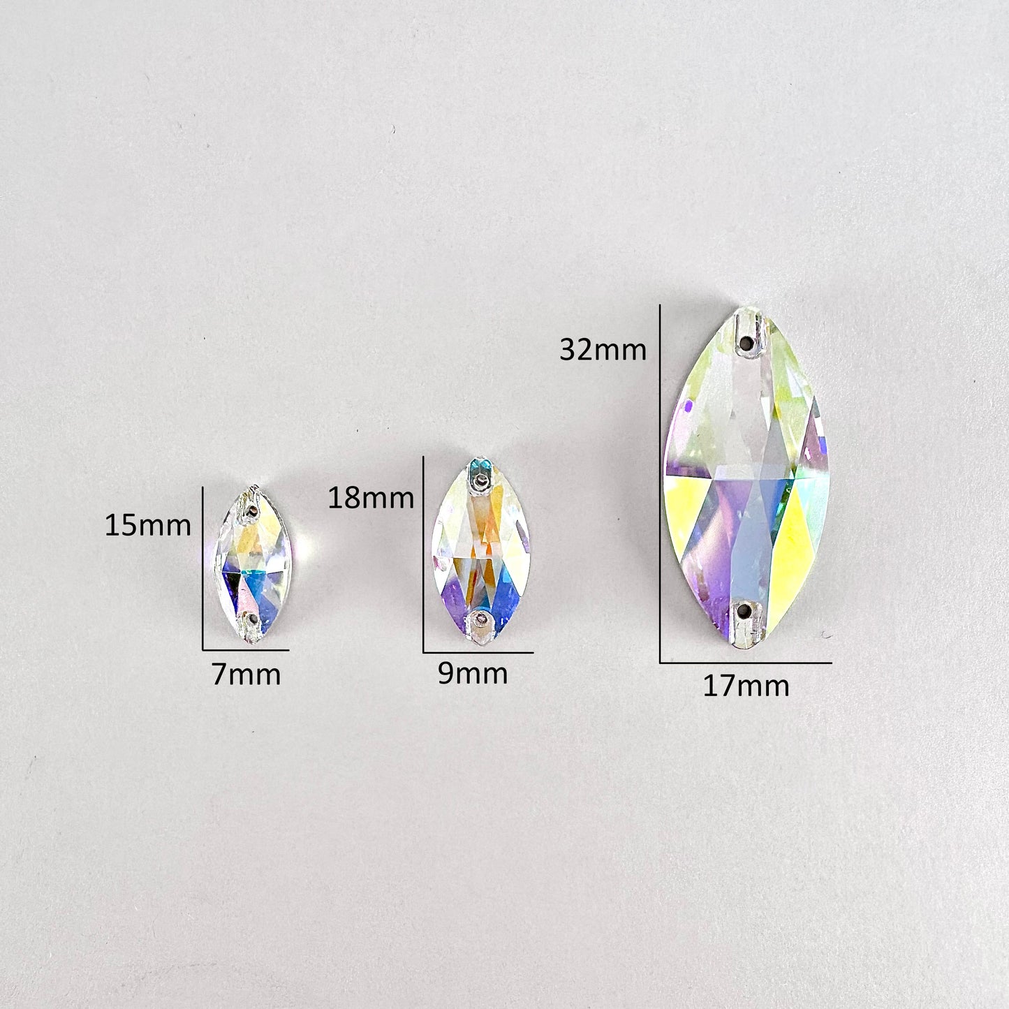 Crystal AB Glass Navette (2103 facet)